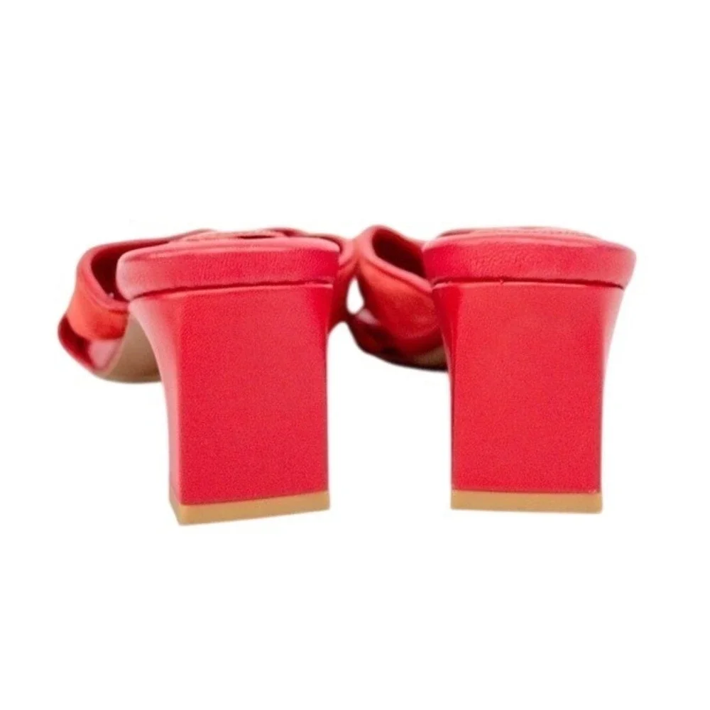 Lafayette 148 NY Red Suede Sandals Size 37.5 / 7.5 US- Made in Spain
